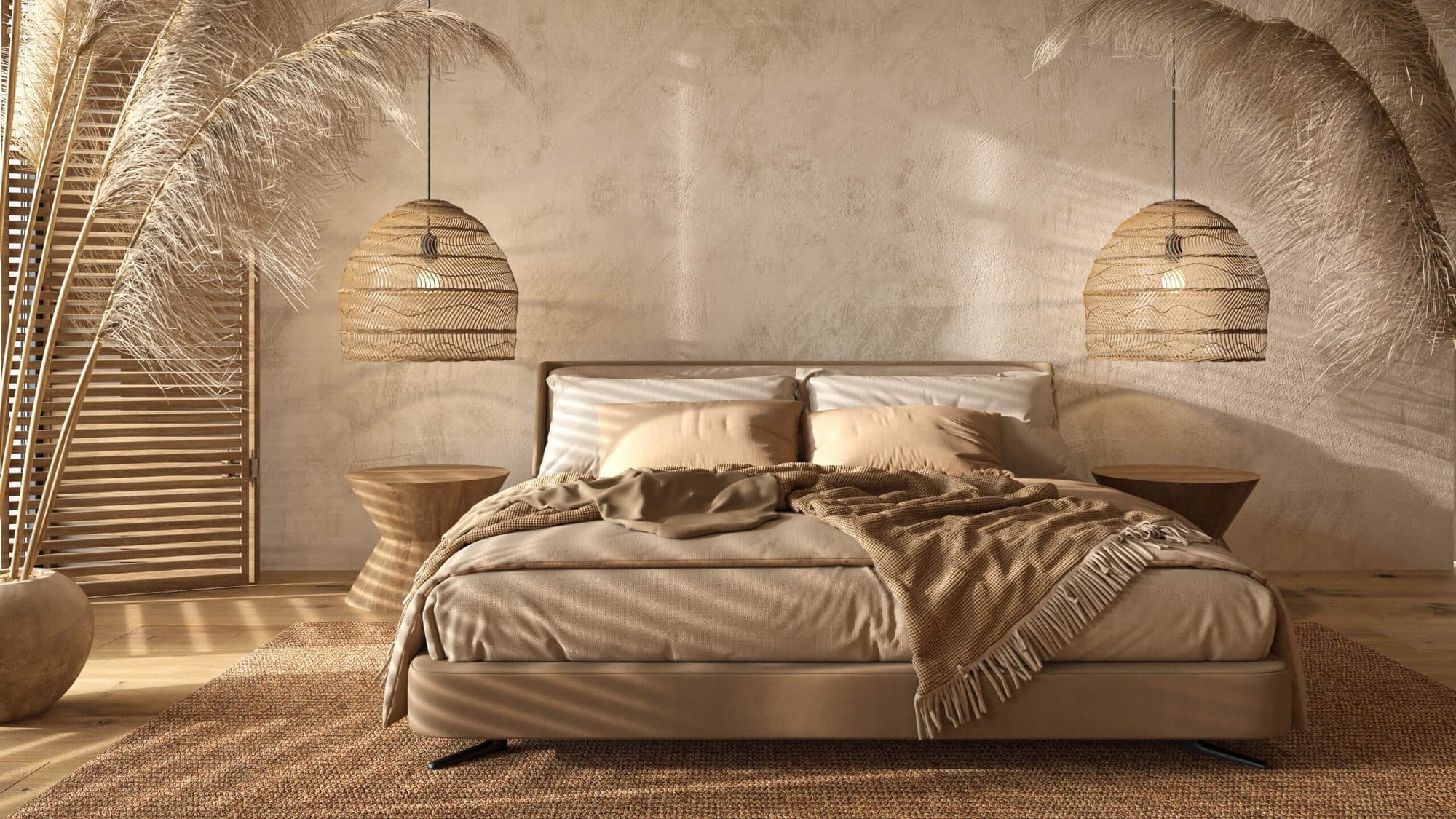 Atmospheric interior with hand-applied plaster
